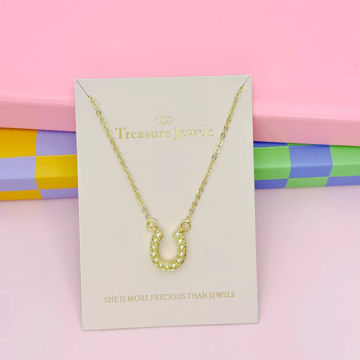 Lucky Horseshoe Pearl Necklace