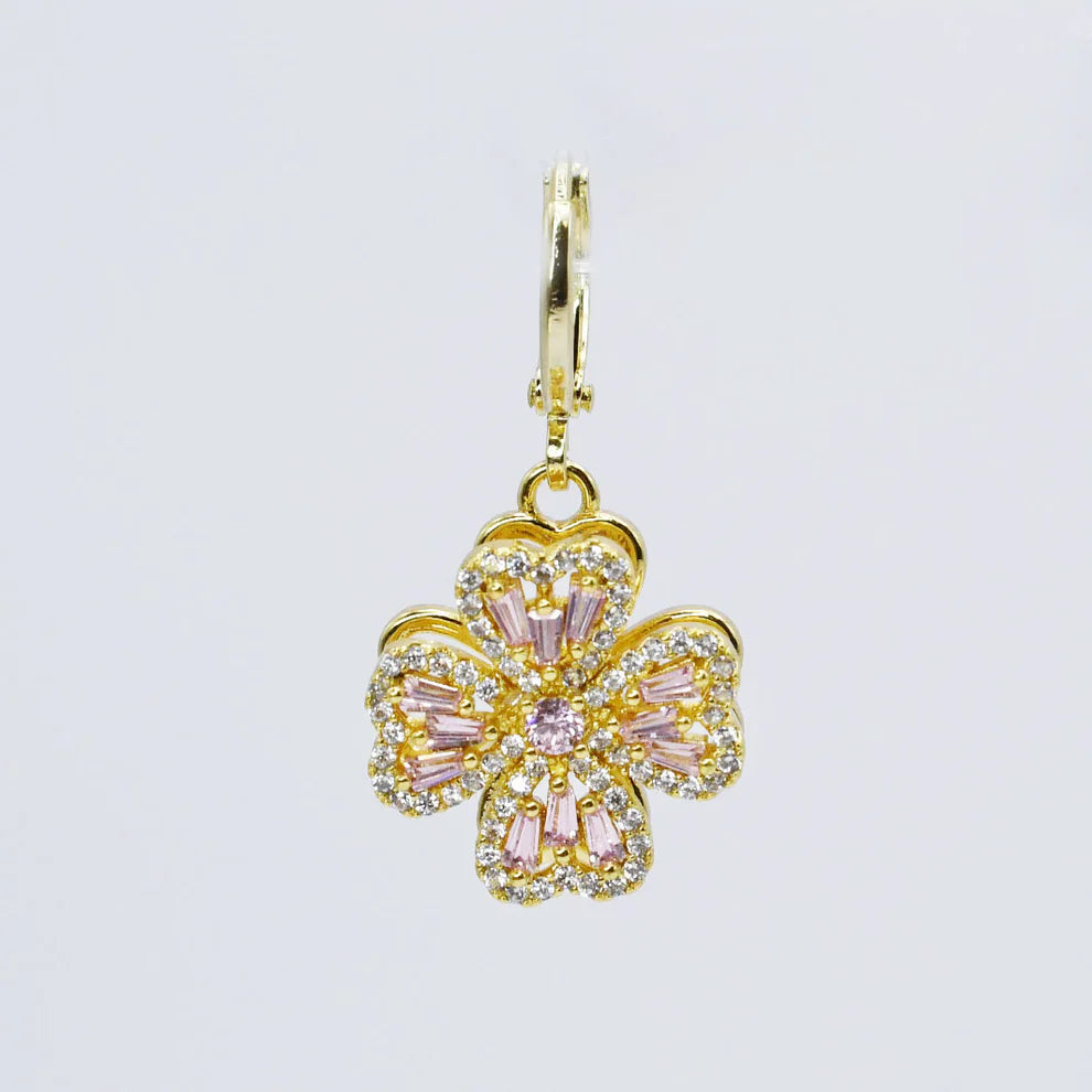 Pink Crystal Flower Charm