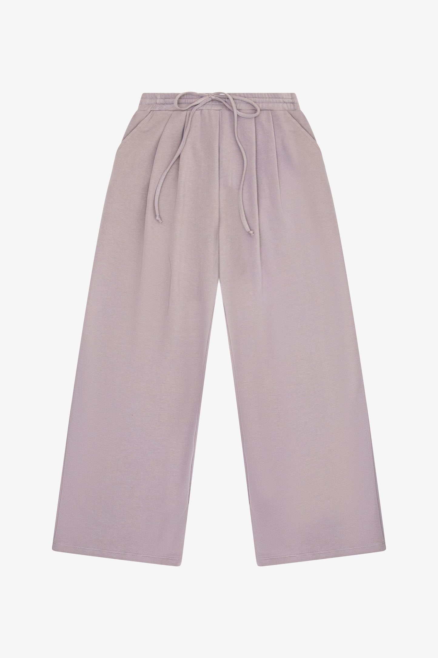 French Terry Pleated Wide Leg Pant | Cobblestone