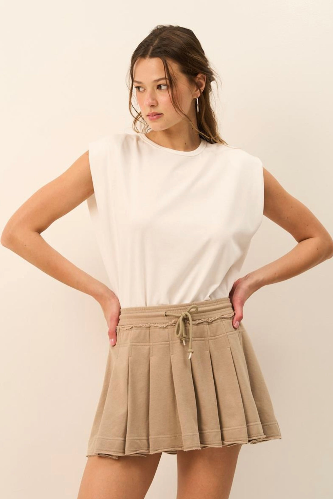 Skirted Dress | White and Mocha