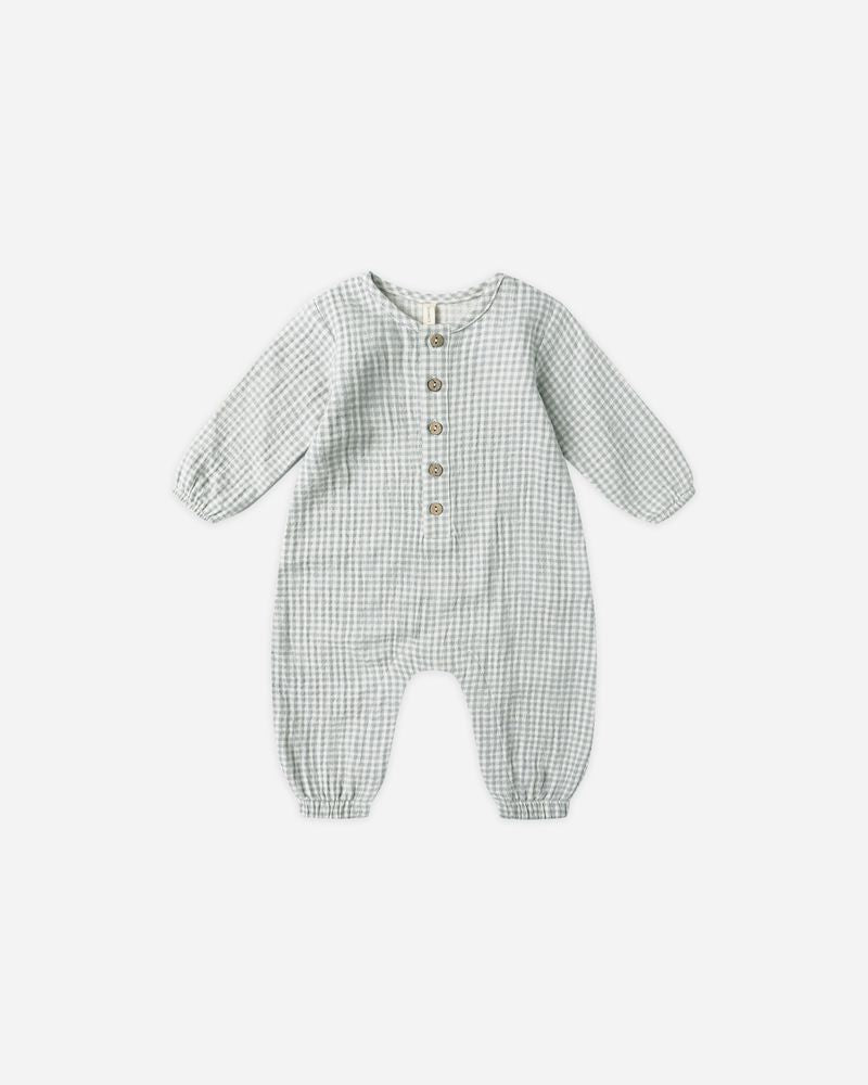 WOVEN JUMPSUIT || BLUE GINGHAM