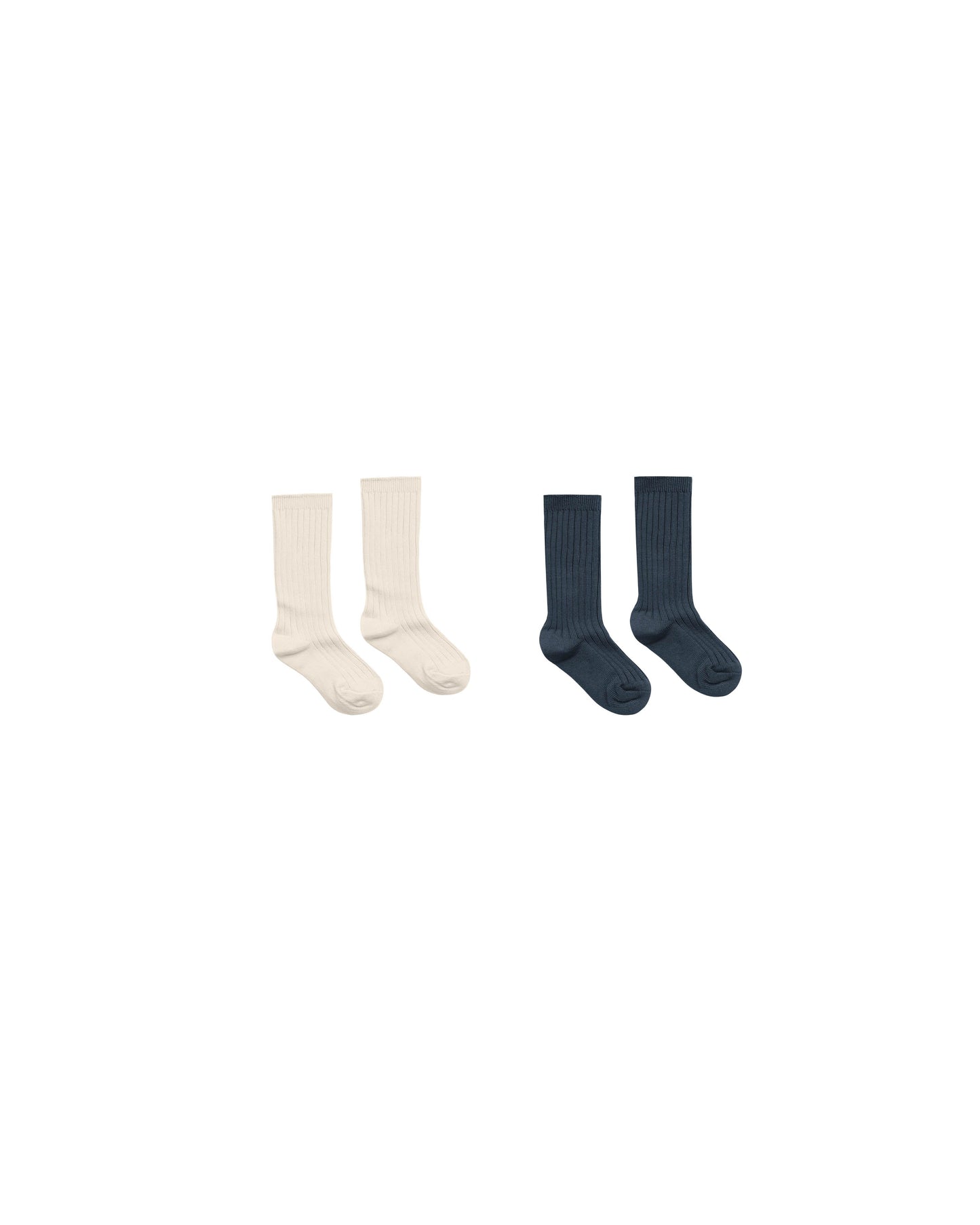 RIBBED SOCKS (2-PACK) || IVORY, NAVY