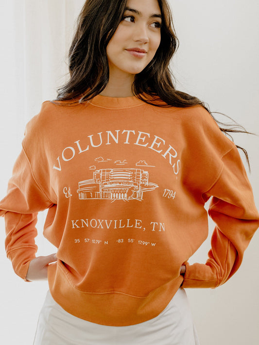 Vols Stadium Coordinates Oversized Crew Hi-Dive Sweatshirt | Orange