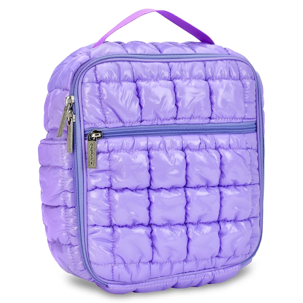 Lavender Shiny Puffer Lunch Tote