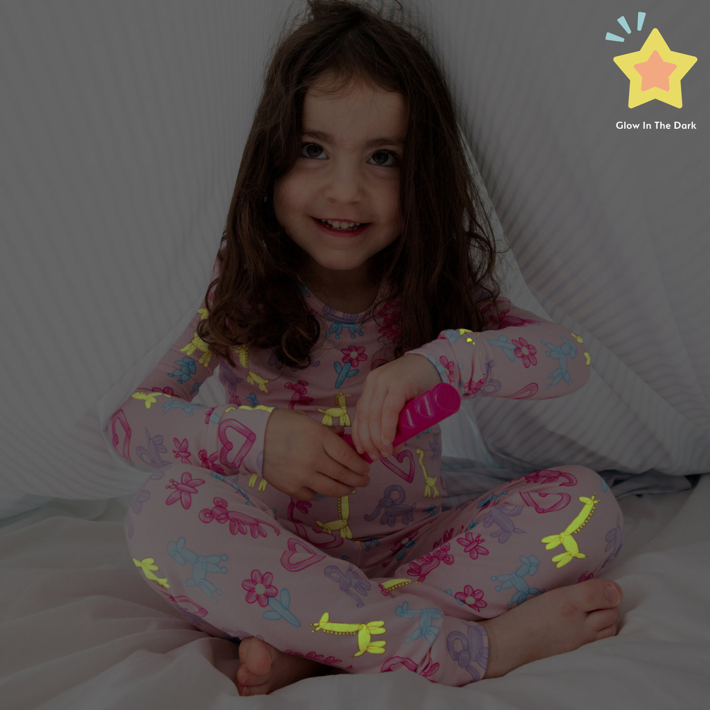 Long Sleeve PJ | Pink Party Animals | Glow in the Dark