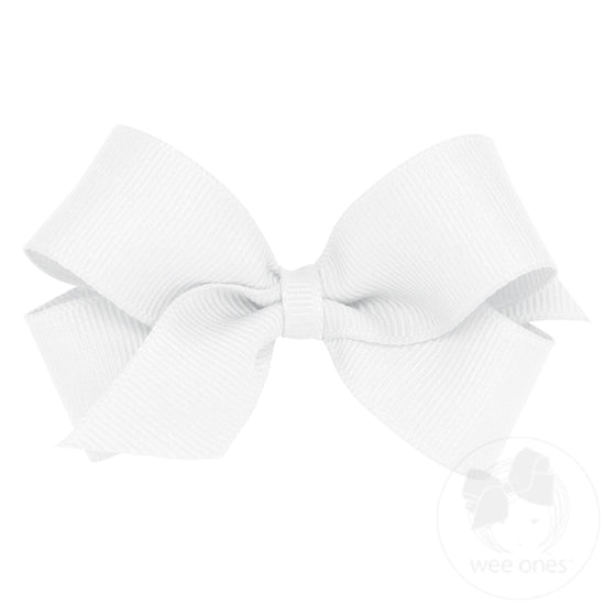 Small Classic Grosgrain Hair Bow | White