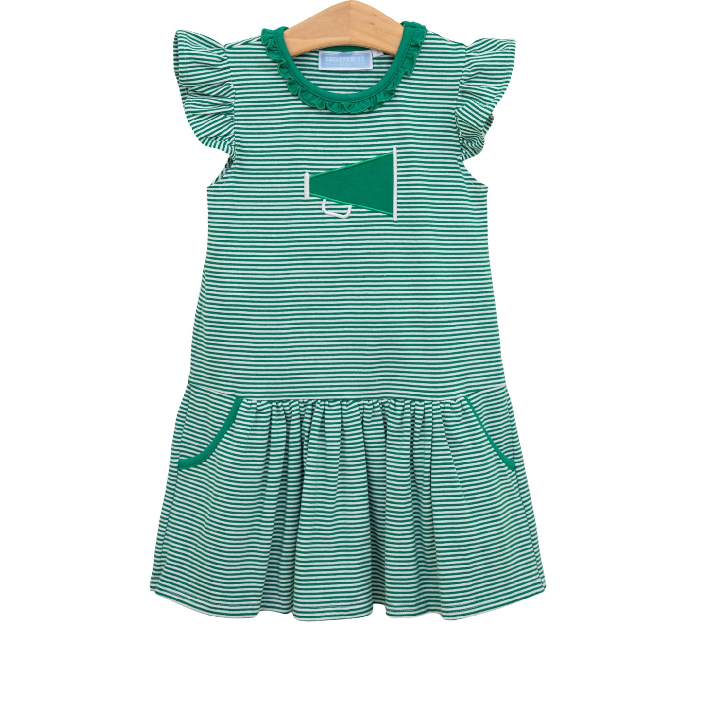 Microstripe Ruffle Dress | Green Megaphone