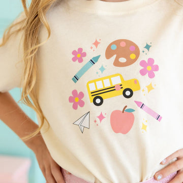 Back To School Doodle Short Sleeve T-Shirt | Natural