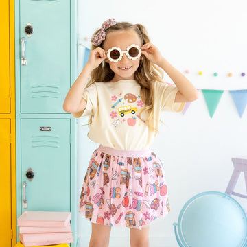 Back To School Doodle Short Sleeve T-Shirt | Natural