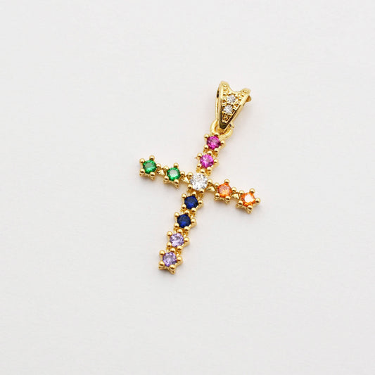 Sparkling Cross Charm | Multi