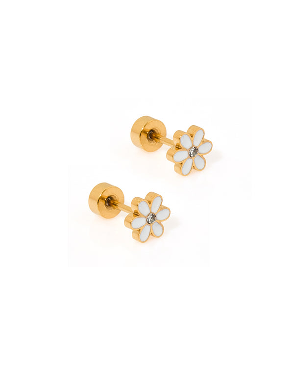 Screwback Stud Earrings | Alli White