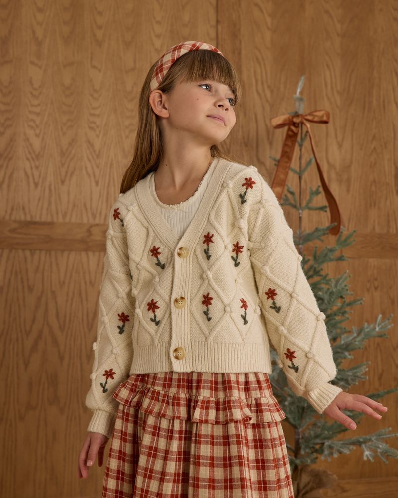 BOXY CROP CARDIGAN || WINTER DAISY EMROIDERY