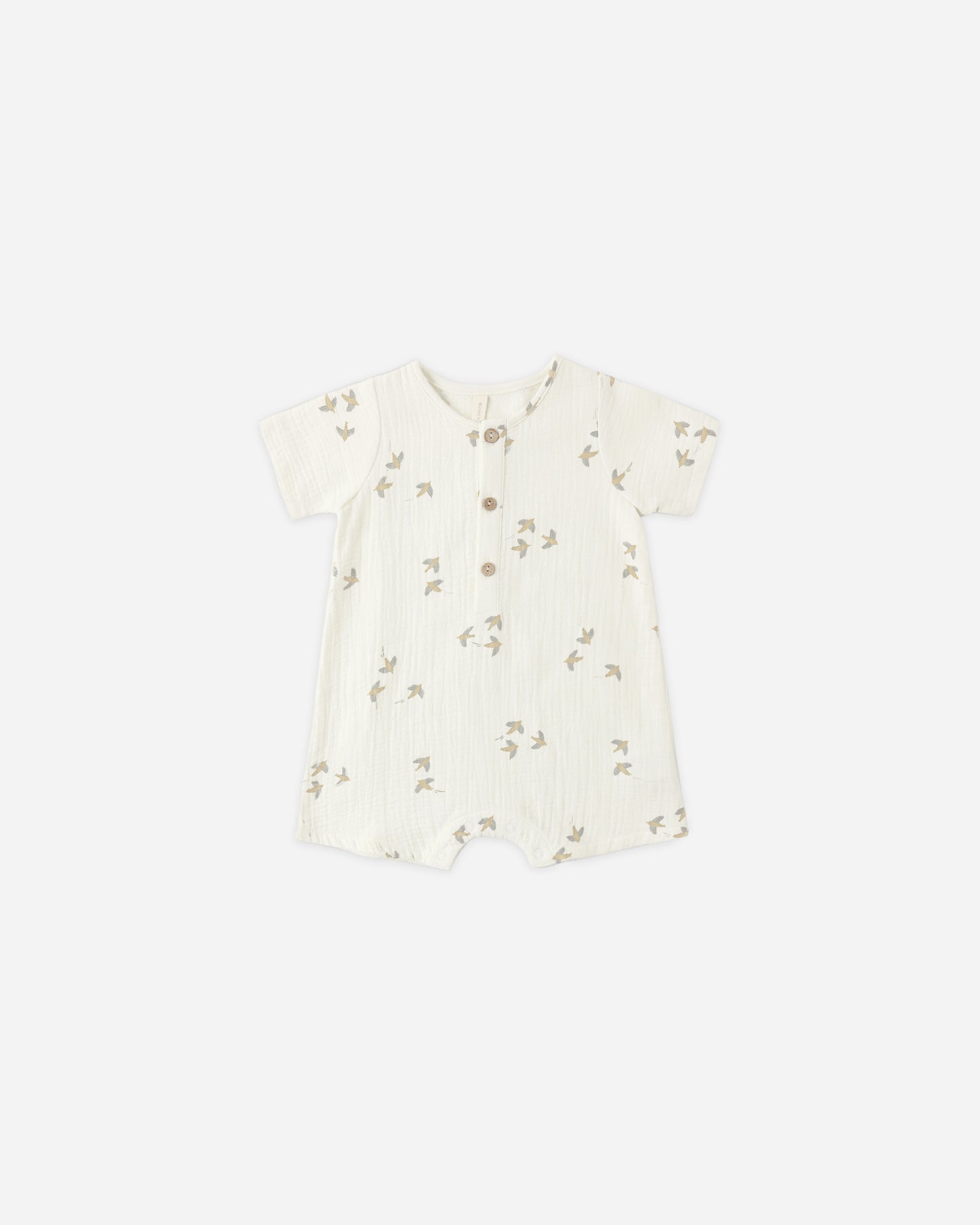 SHORT SLEEVE WOVEN ROMPER || BIRDS
