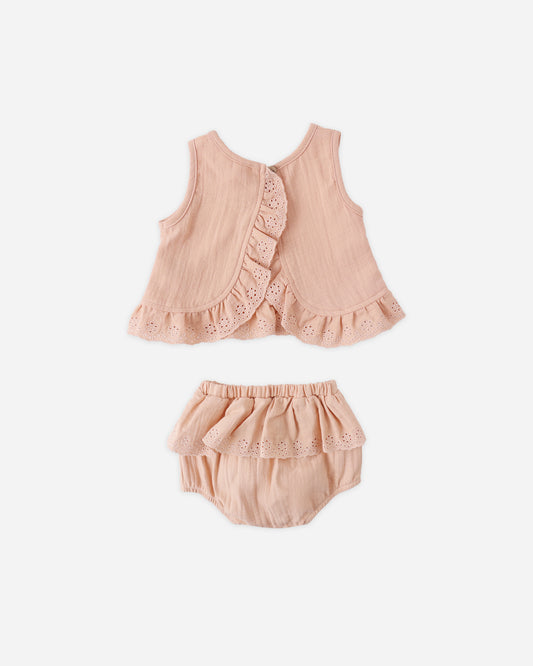 RUFFLED TULIP TOP + BLOOMER SET || MELON