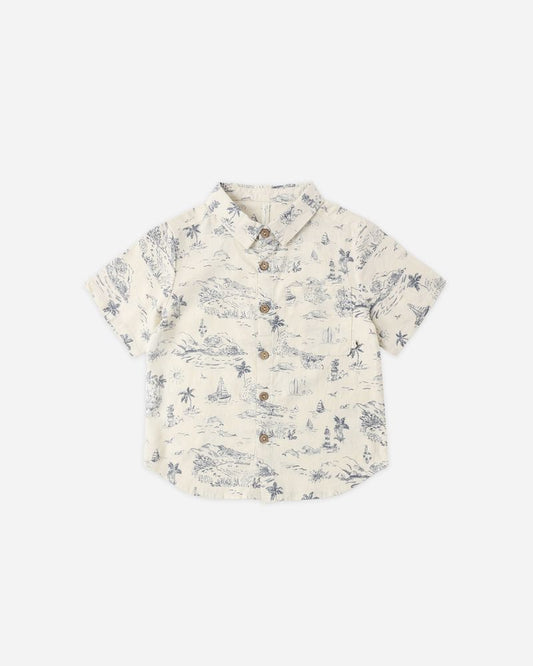 COLLARED SHORT SLEEVE SHIRT | OCEAN TOILE