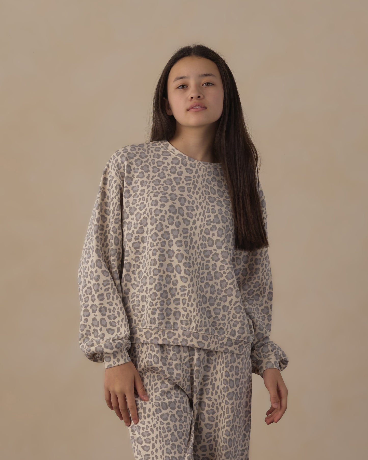 TEEN OVERSIZED SWEATSHIRT || BLUE LEOPARD