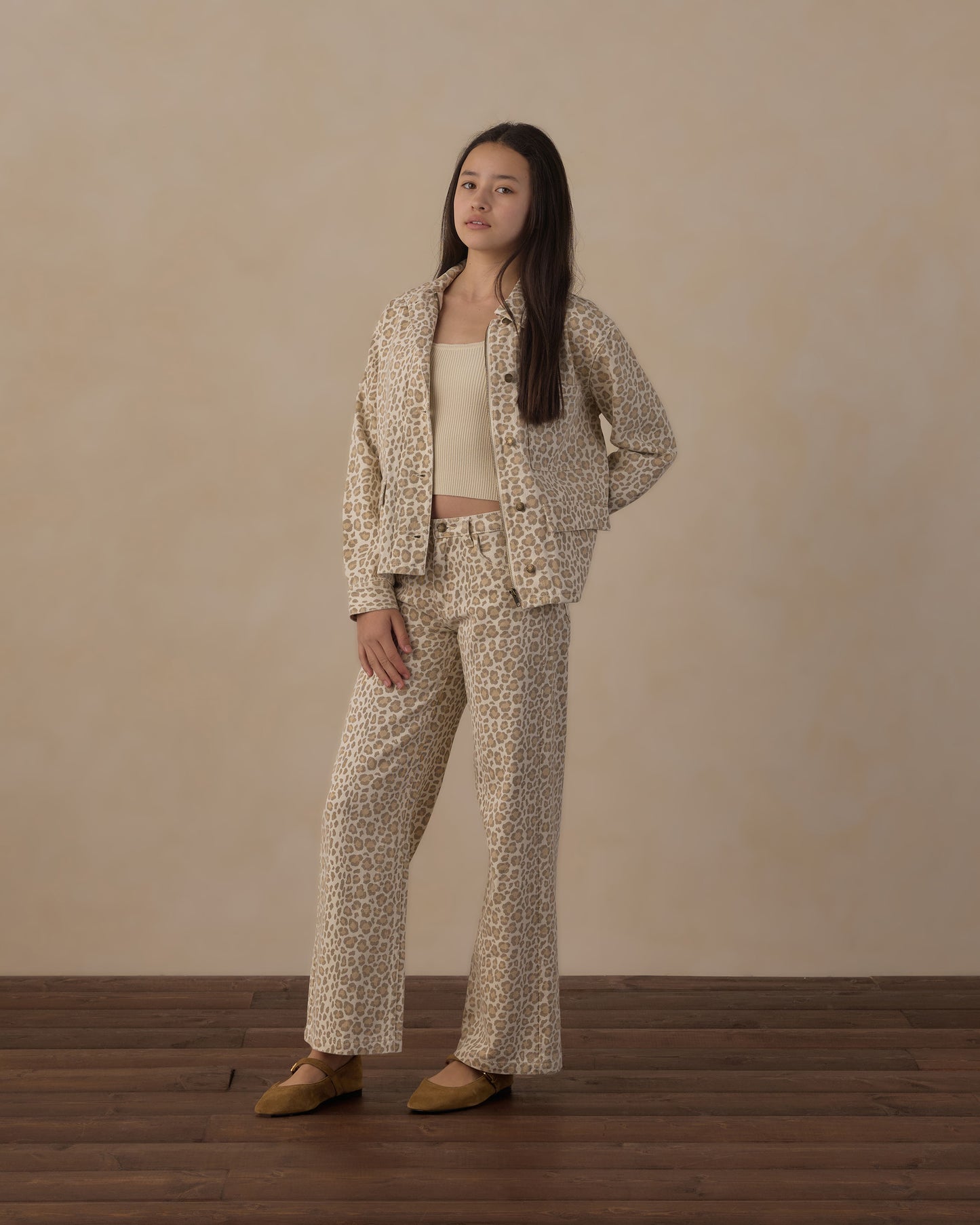 TEEN BAGGY WIGE LEG DENIM || BLUE LEOPARD