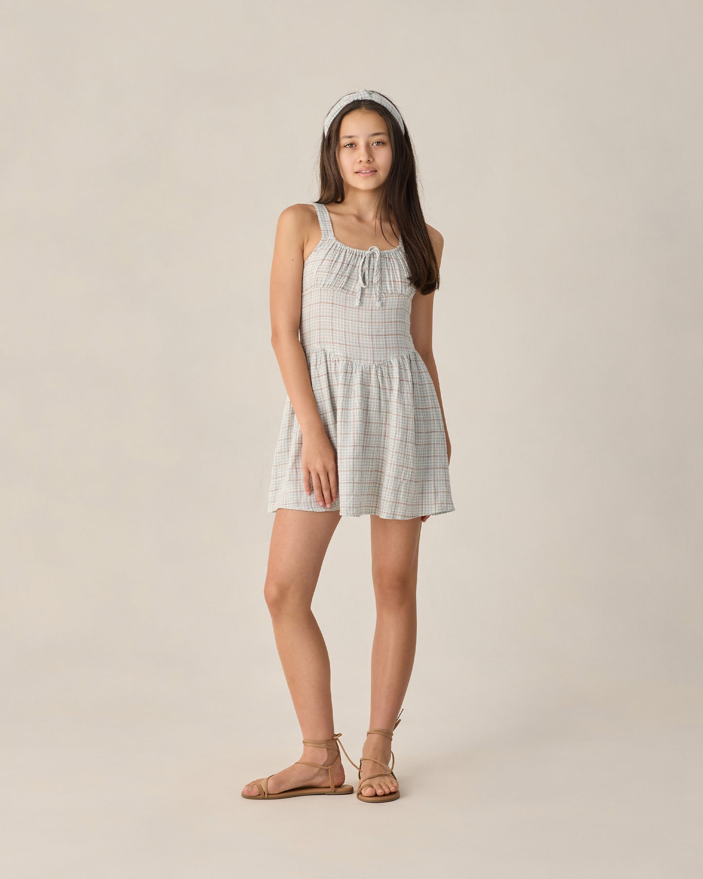 TEEN PRIMROSE MINI DRESS || LIGHT BLUE PLAID