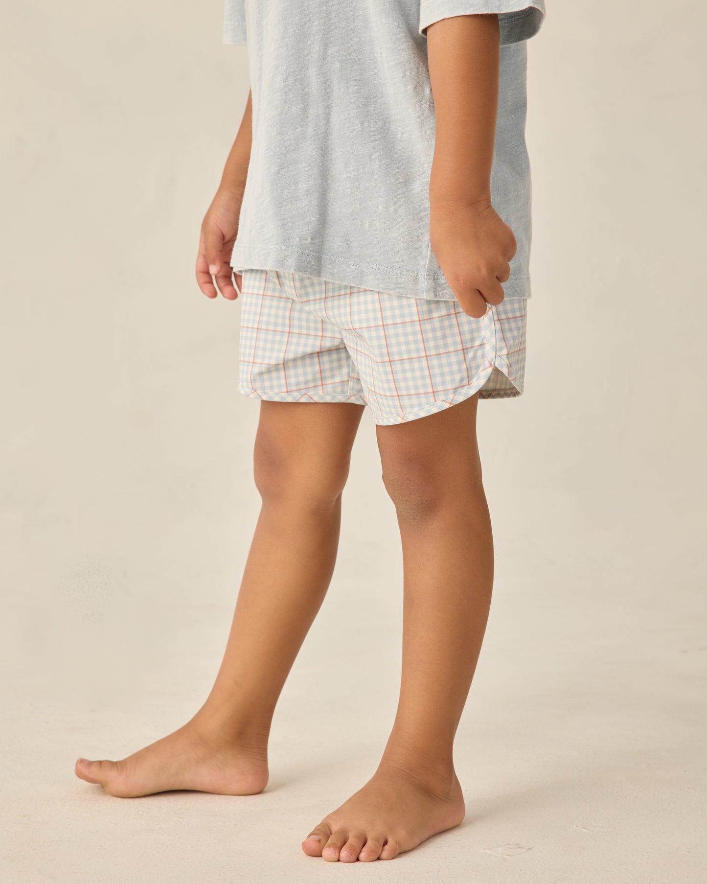 SWIM TRUNK || LIGHT BLUE PLAID