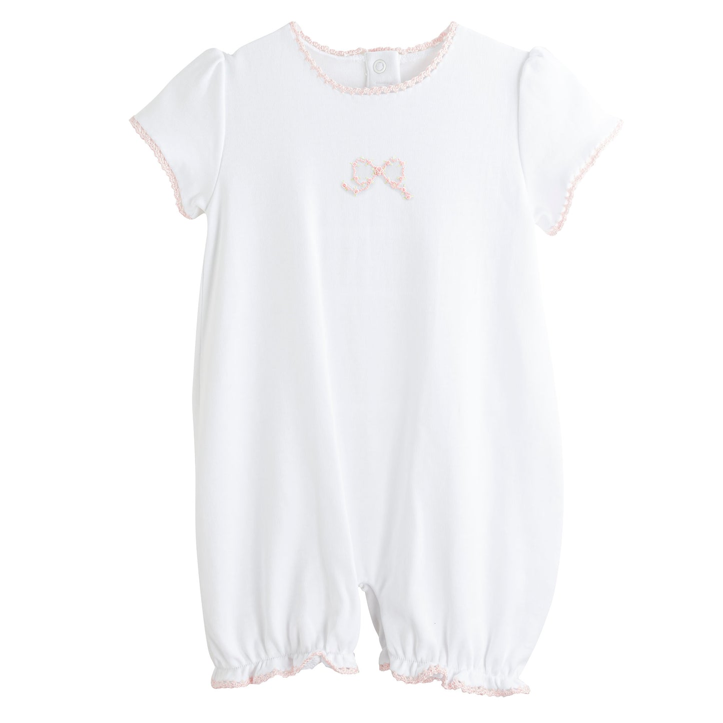 Embroidered Romper | Pink Bows