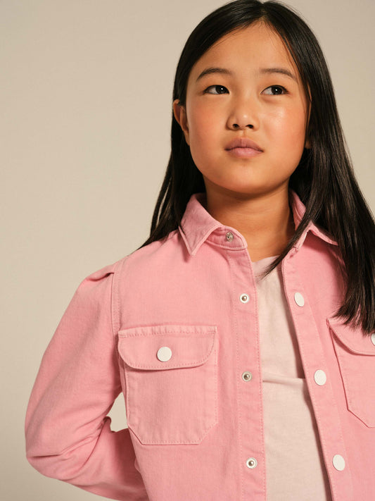 Girls Simona Denim Top | Flamingo
