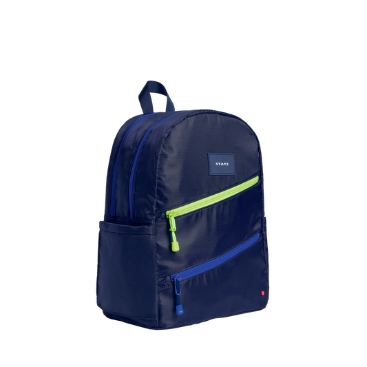 Kane Double Pocket Backpack | Navy Diagonal Zipper