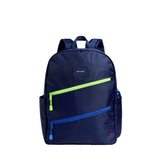 Kane Double Pocket Backpack | Navy Diagonal Zipper