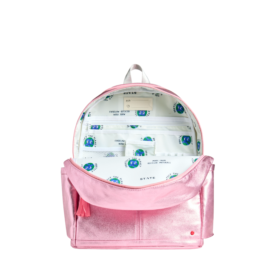 Kane Double Pocket Backpack | Pink/Silver