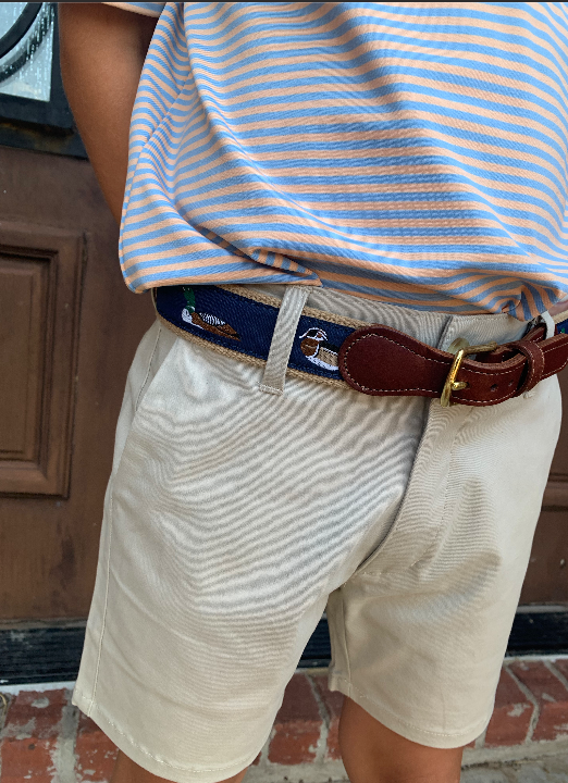Boys Leather Belt| Waterfowl On Khaki