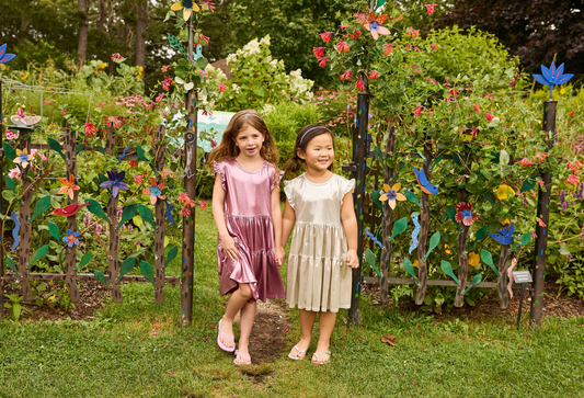 Girls Polly Dress | Light Pink Lame