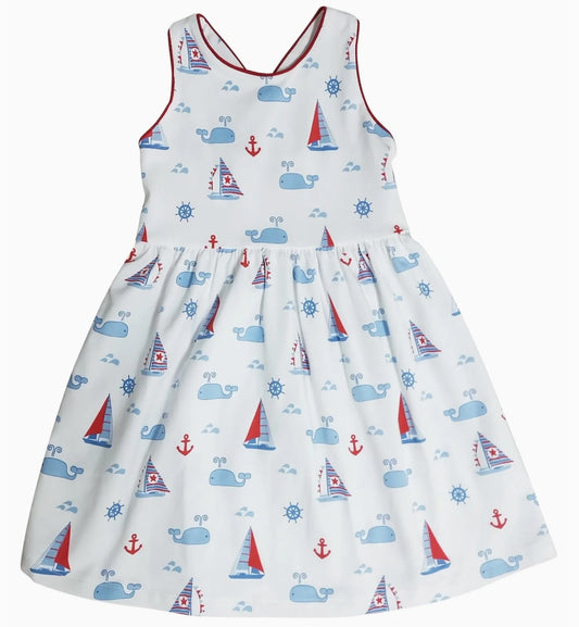 Nantucket Sailboat Criss Cross Back Dress