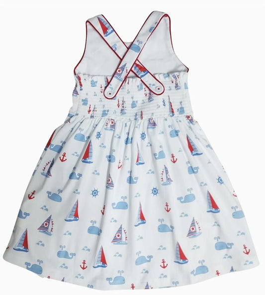 Nantucket Sailboat Criss Cross Back Dress