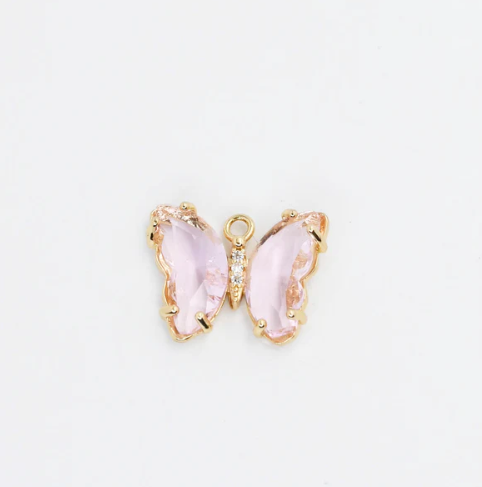Light Pink Crystal Butterfly Charm