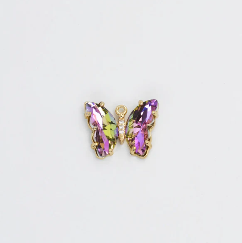 Purple Crystal Butterfly Charm