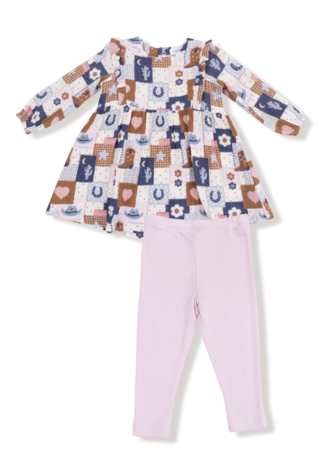 Ruffle Long Sleeve Dress and Rib Legging | Patchwork Cowgirl