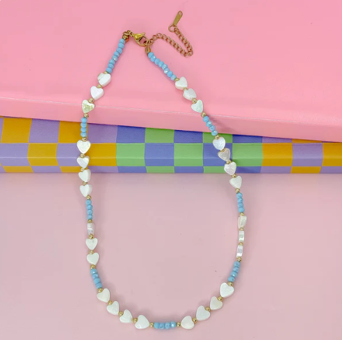 Candy Hearts Strand Necklace | Blue