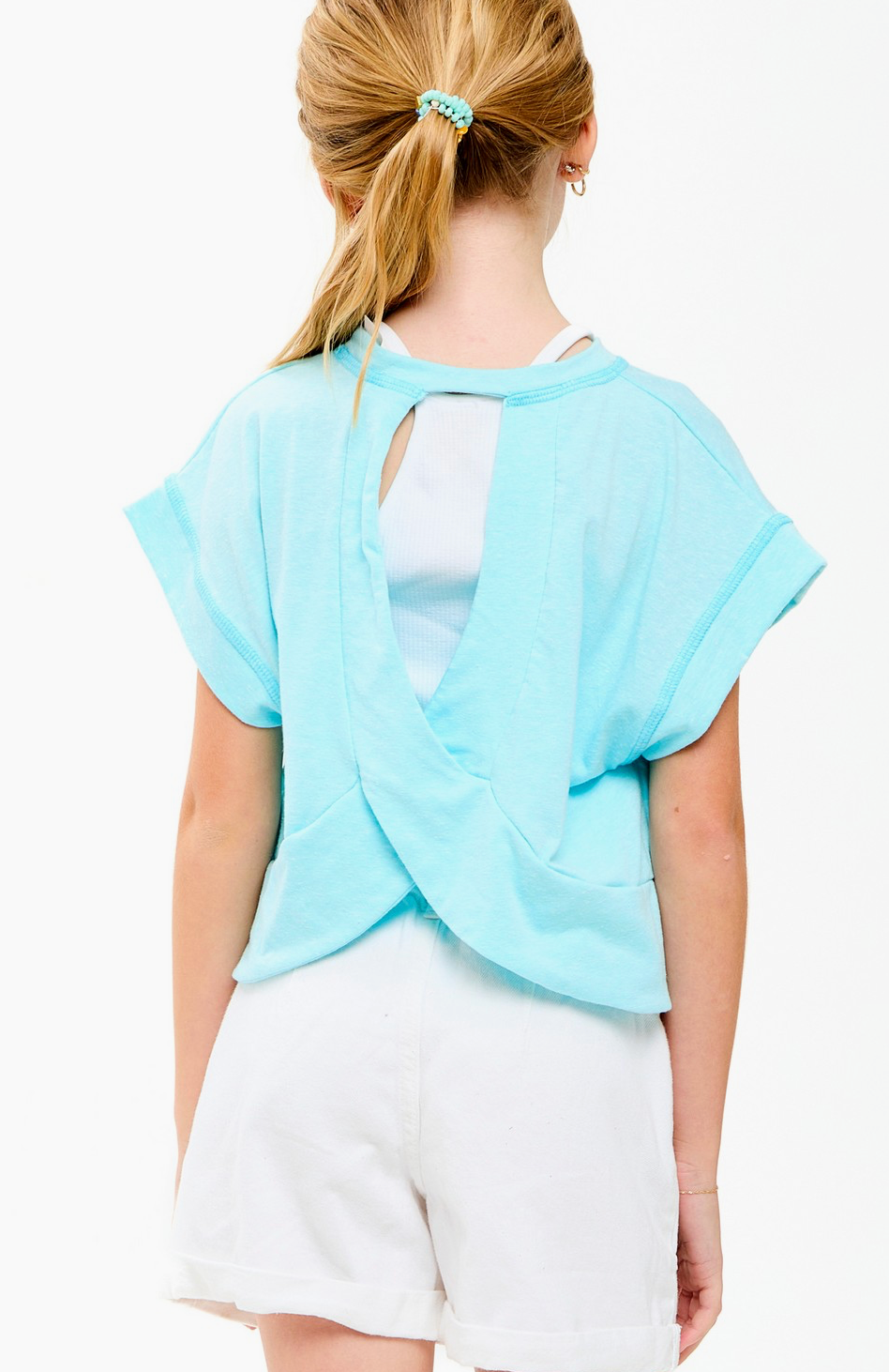 Slouchy Cut Out Tee | Aqua