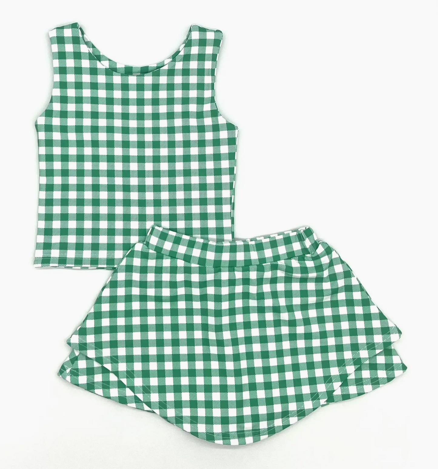 Athletic Skort Set | Green Gingham
