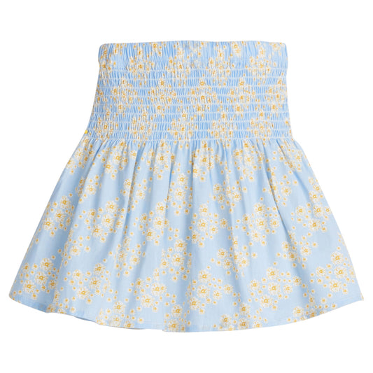 Shirred Circle Skirt | Blue Ditsy Floral