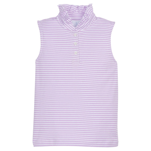 Sleeveless Hastings Polo | Lavender Stripe