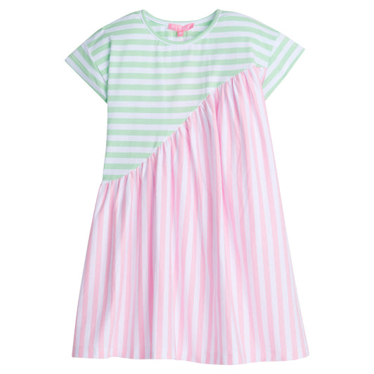 Swoop Dress | Pink & Green Stripe
