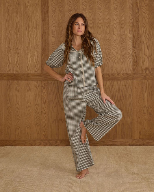 RUFFLE PAJAMAS || EVERGREEN GINGHAM
