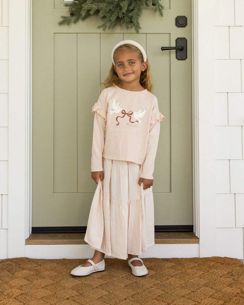 RUFFLE LONG SLEEVE TEE || PEACE