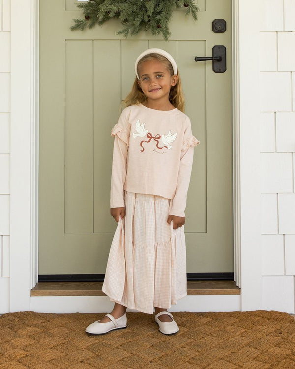 RUFFLE LONG SLEEVE TEE || PEACE