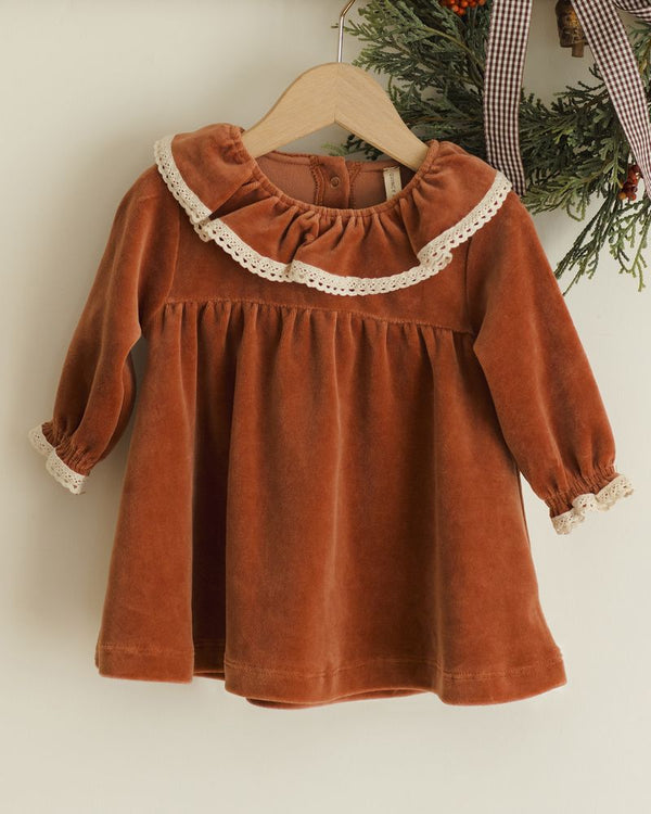 VELOUR BABY DRESS || CRANBERRY