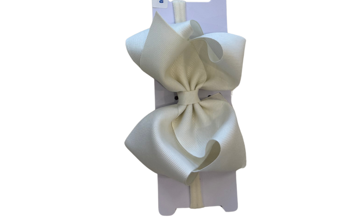 X-Small Grosgrain Bow on Matching Skinny Nylon Band | Cream