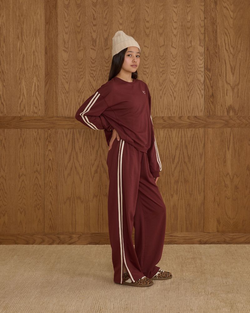 OVERSIZED SWEATSHIRT || BURGUNDY STRIPE TEEN