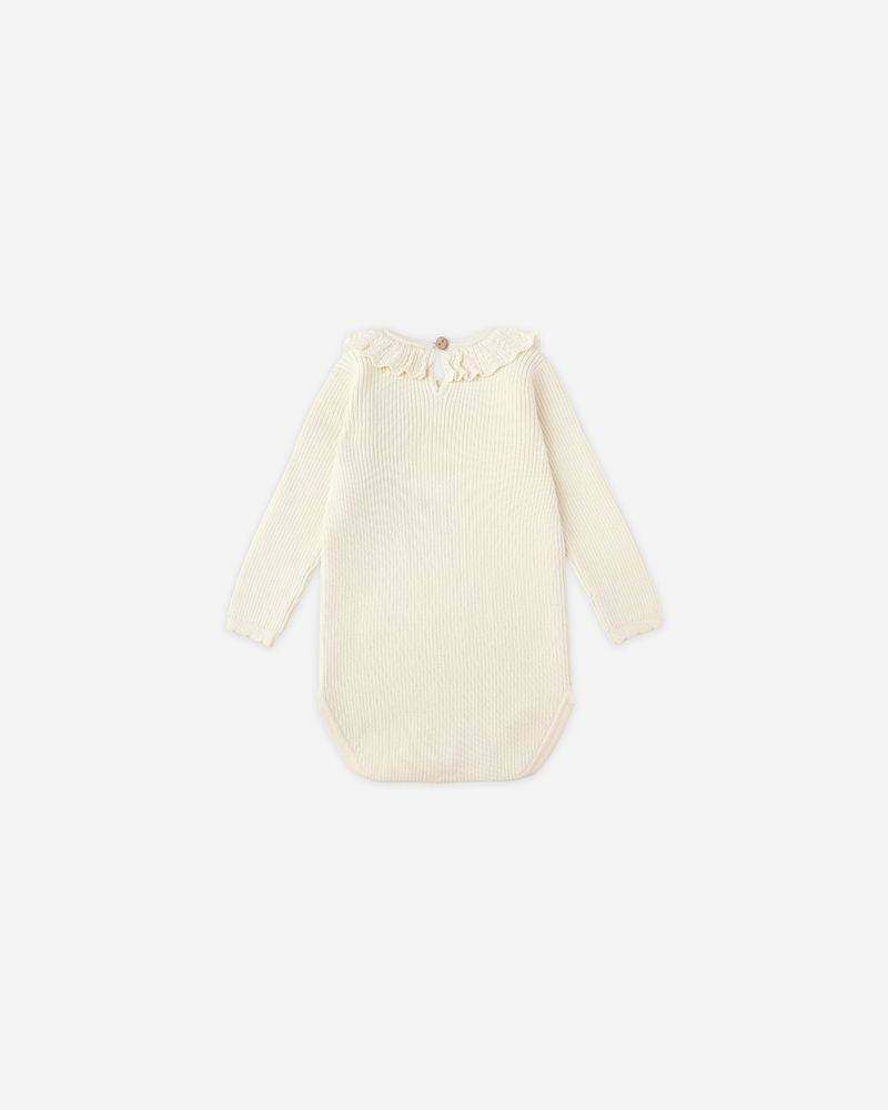 RUFFLE COLLAR BODYSUIT || NATURAL