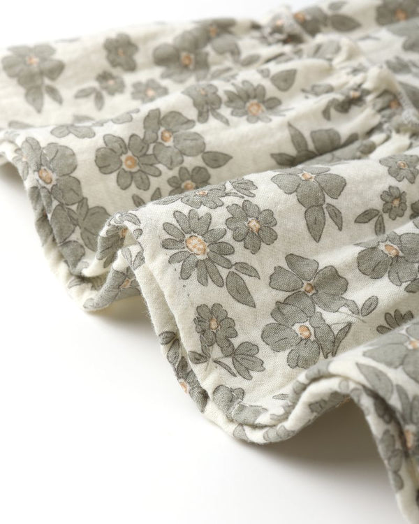 RUFFLE COLLAR BUTTON DRESS || GREEN FLORAL