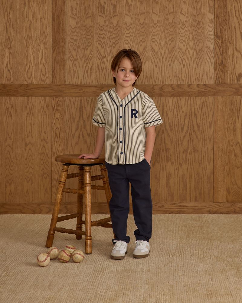 BASEBALL SHIRT || NAVY PINSTRIPE